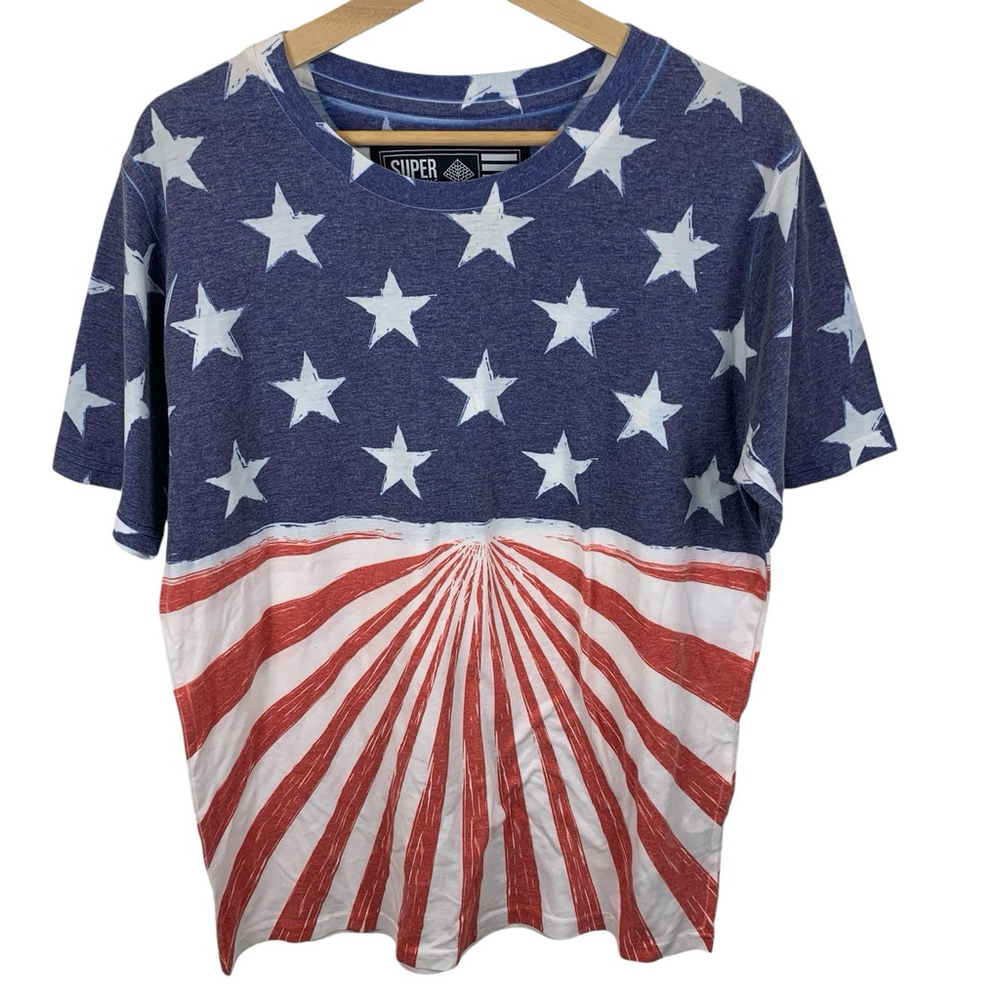 Super Massive Mens Sz L American Flag Stars Stripes USA Patriotic T-Shirt Tee